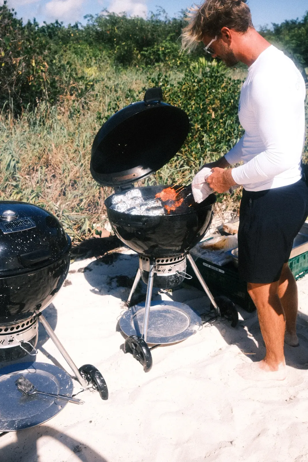 The chef at the barbecues on the beach in Anguilla