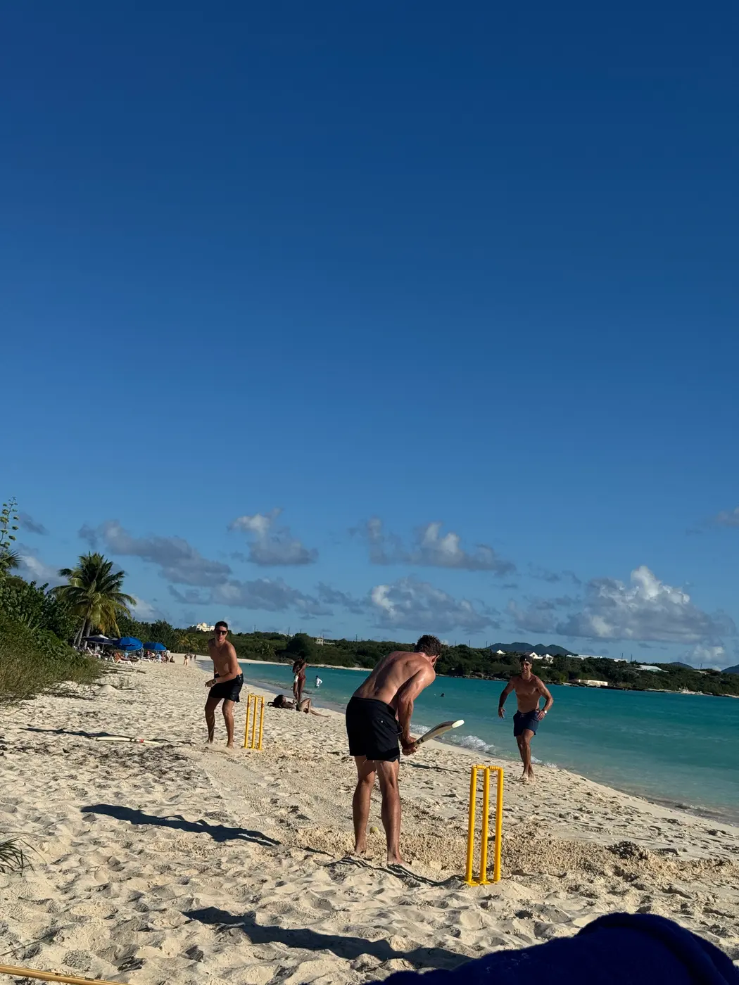 Beach cricket after the picnic